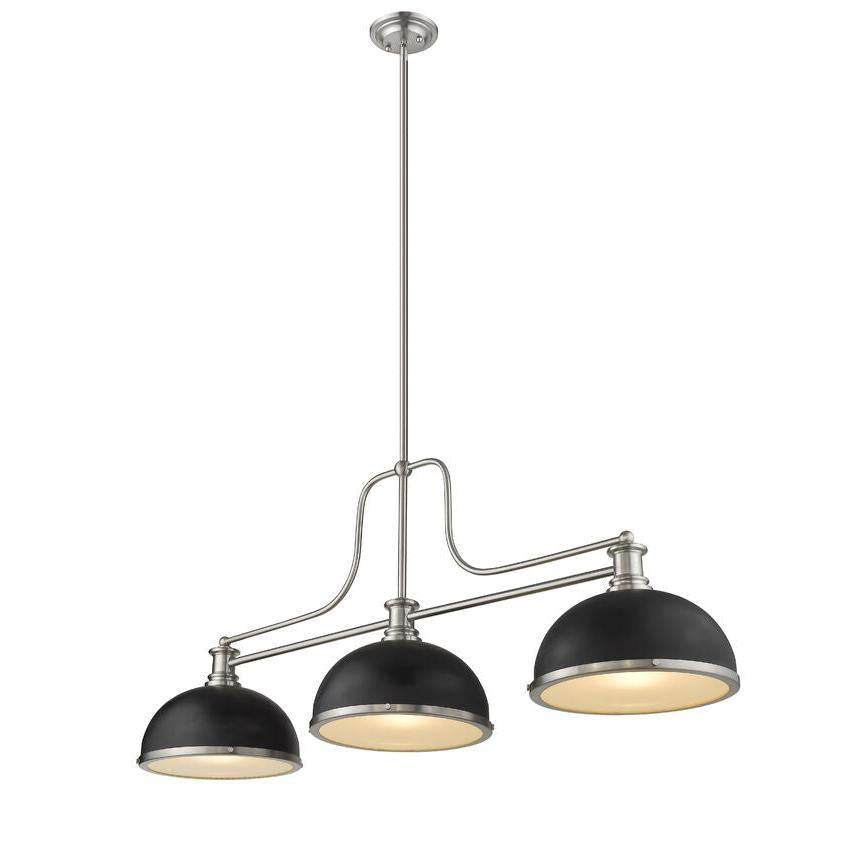 Z-Lite Melange 14" 3-Light Brushed Nickel Billiard Island Light With Matte Black and Brushed Nickel Shade