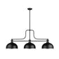 Z-Lite Melange 14" 3-Light Matte Black Billiard Island Light With Matte Black and Brushed Nickel Brass Shade