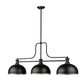 Z-Lite Melange 14" 3-Light Matte Black Billiard Island Light With Matte Black and Brushed Nickel Brass Shade