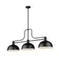 Z-Lite Melange 14" 3-Light Matte Black Billiard Island Light With Matte Black and Brushed Nickel Brass Shade