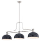 Z-Lite Melange 52" 3-Light Brushed Nickel Steel Frame Matte Black Steel Shade Billiard Light