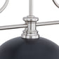 Z-Lite Melange 52" 3-Light Brushed Nickel Steel Frame Matte Black Steel Shade Billiard Light