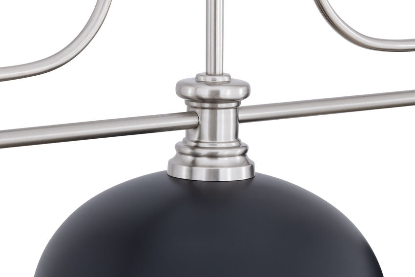 Z-Lite Melange 52" 3-Light Brushed Nickel Steel Frame Matte Black Steel Shade Billiard Light