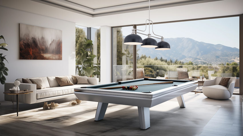 Z-Lite Melange 52" 3-Light Brushed Nickel Steel Frame Matte Black Steel Shade Billiard Light