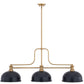 Z-Lite Melange 52" 3-Light Heritage Brass Steel Frame Matte Black and Heritage Brass Steel Shade Billiard Light
