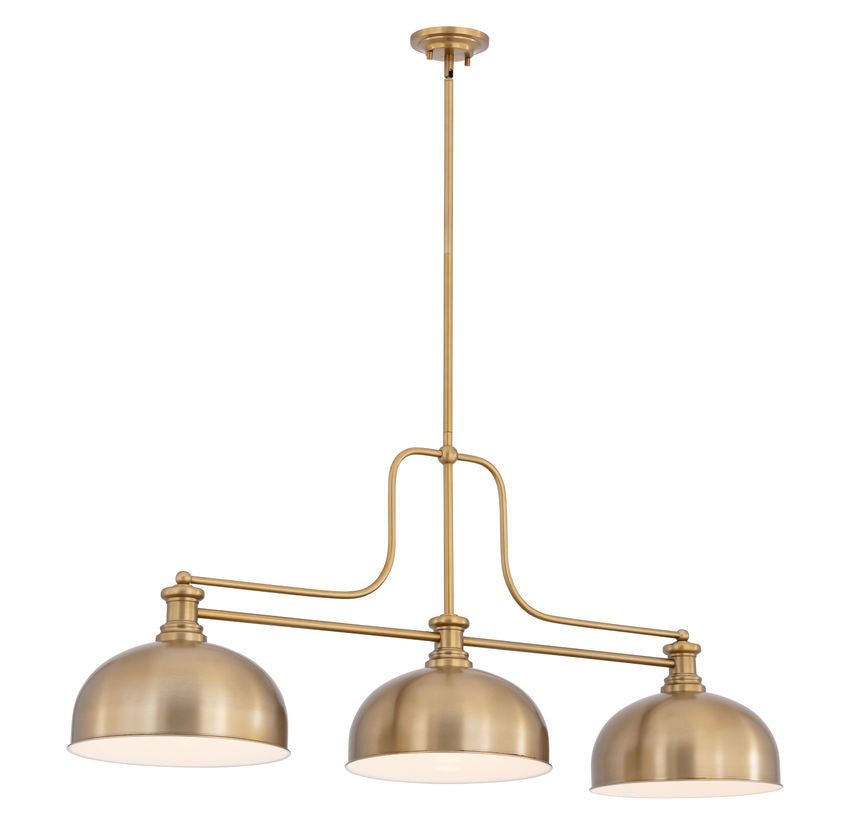 Z-Lite Melange 52" 725-3HBR-D13HBR 3-Light Heritage Brass Steel Billiard Light