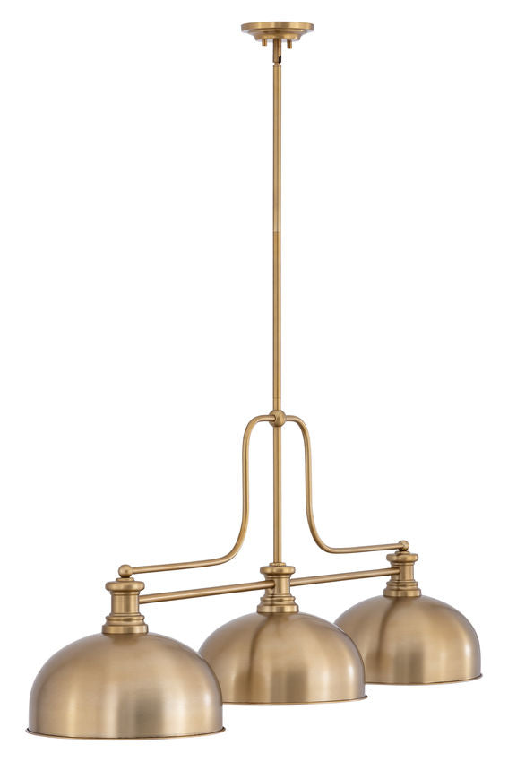 Z-Lite Melange 52" 725-3HBR-D13HBR 3-Light Heritage Brass Steel Billiard Light