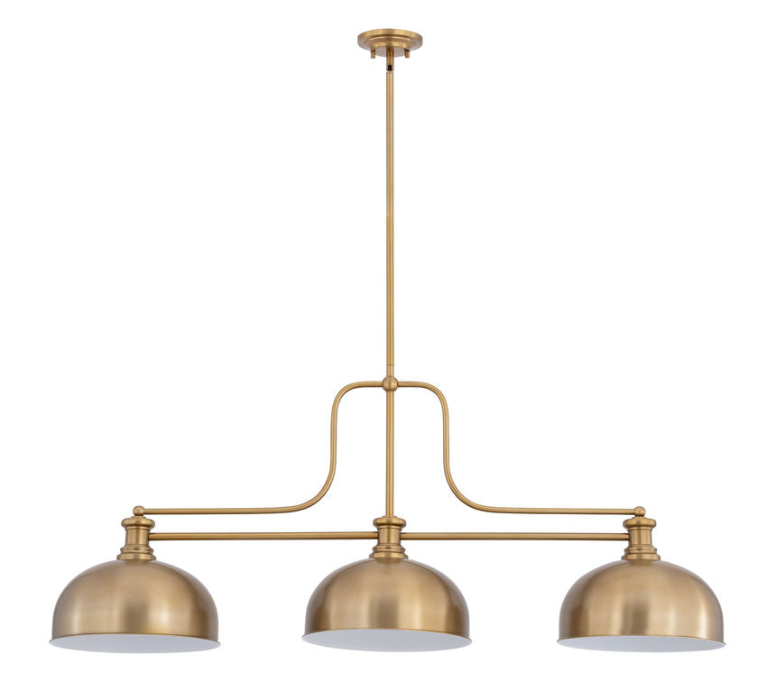Z-Lite Melange 52" 725-3HBR-D13HBR 3-Light Heritage Brass Steel Billiard Light