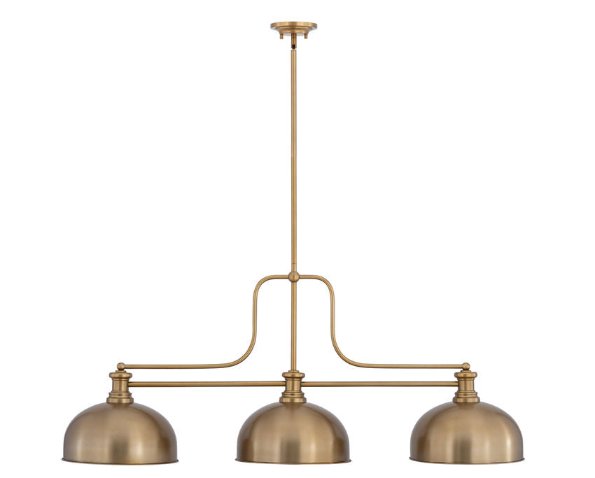 Z-Lite Melange 52" 725-3HBR-D13HBR 3-Light Heritage Brass Steel Billiard Light