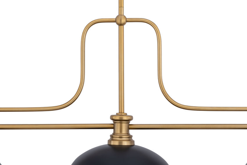 Z-Lite Melange 52" 725-3HBR-D13MB 3-Light Heritage Brass Steel Frame Matte Black Steel Shade Billiard Light