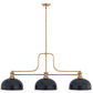 Z-Lite Melange 52" 725-3HBR-D13MB 3-Light Heritage Brass Steel Frame Matte Black Steel Shade Billiard Light