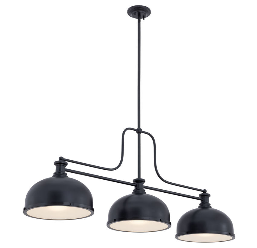 Z-Lite Melange 52" 725-3MB-D12MB 3-Light Matte Black Steel Billiard Light