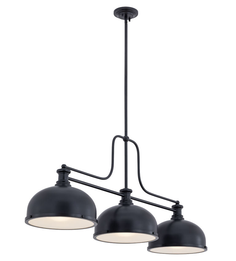 Z-Lite Melange 52" 725-3MB-D12MB 3-Light Matte Black Steel Billiard Light