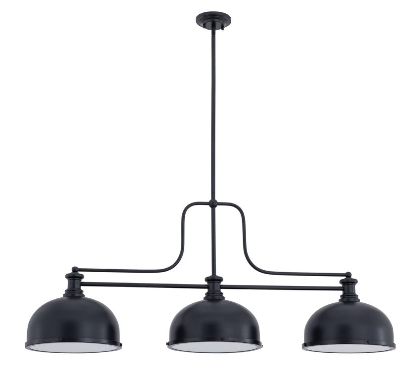 Z-Lite Melange 52" 725-3MB-D12MB 3-Light Matte Black Steel Billiard Light