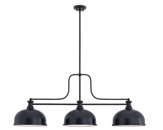 Z-Lite Melange 52" 725-3MB-D12MB 3-Light Matte Black Steel Billiard Light