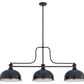 Z-Lite Melange 52" 725-3MB-D12MB+HBR 3-Light Matte Black Steel Frame Matte Black and Heritage Brass Shade Billiard Light