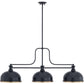 Z-Lite Melange 52" 725-3MB-D12MB+HBR 3-Light Matte Black Steel Frame Matte Black and Heritage Brass Shade Billiard Light