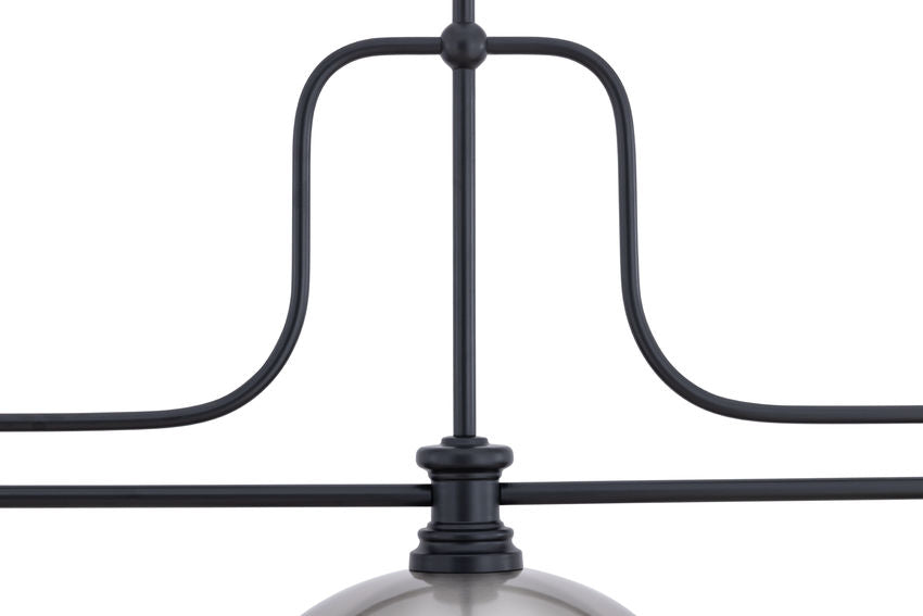 Z-Lite Melange 52" 725-3MB-D13BN 3-Light Matte Black Steel Frame Brushed Nickel Shade Billiard Light