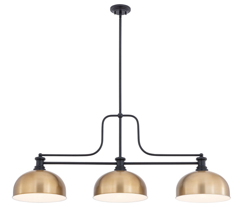 Z-Lite Melange 52" 725-3MB-D13HBR 3-Light Matte Black Steel Frame Heritage Brass Billiard Light