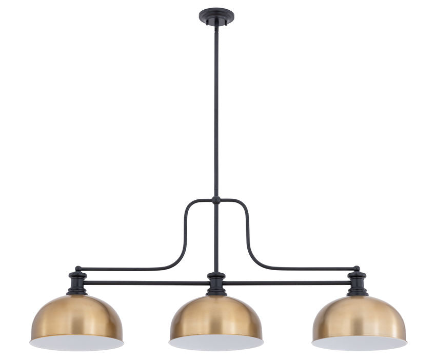 Z-Lite Melange 52" 725-3MB-D13HBR 3-Light Matte Black Steel Frame Heritage Brass Billiard Light