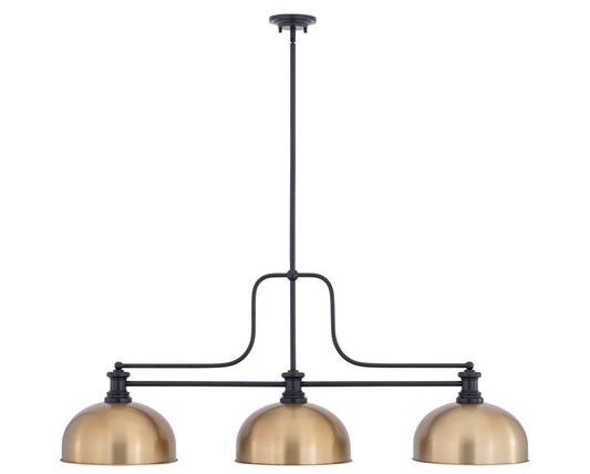 Z-Lite Melange 52" 725-3MB-D13HBR 3-Light Matte Black Steel Frame Heritage Brass Billiard Light