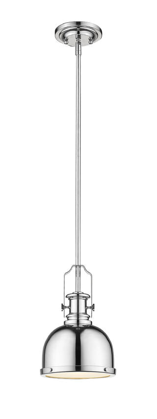 Z-Lite Melange 9" 1-Light Chrome Mini Pendant Light With Metal and Glass Shade