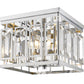 Z-Lite Mersesse 12" 4-Light Chrome Flush Mount Lighting With Clear Crystal and Chrome Steel Shade