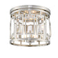 Z-Lite Mersesse 13" 3-Light Brushed Nickel Flush Mount Lighting With Clear Crystal and Chrome Steel Shade