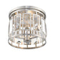 Z-Lite Mersesse 13" 3-Light Brushed Nickel Flush Mount Lighting With Clear Crystal and Chrome Steel Shade