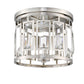 Z-Lite Mersesse 13" 3-Light Brushed Nickel Flush Mount Lighting With Clear Crystal and Chrome Steel Shade