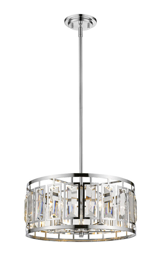 Z-Lite Mersesse 19" 5-Light Brushed Nickel Pendant Light With Clear and Chrome Shade