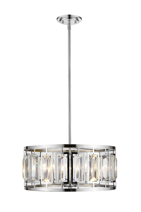 Z-Lite Mersesse 19" 5-Light Brushed Nickel Pendant Light With Clear and Chrome Shade