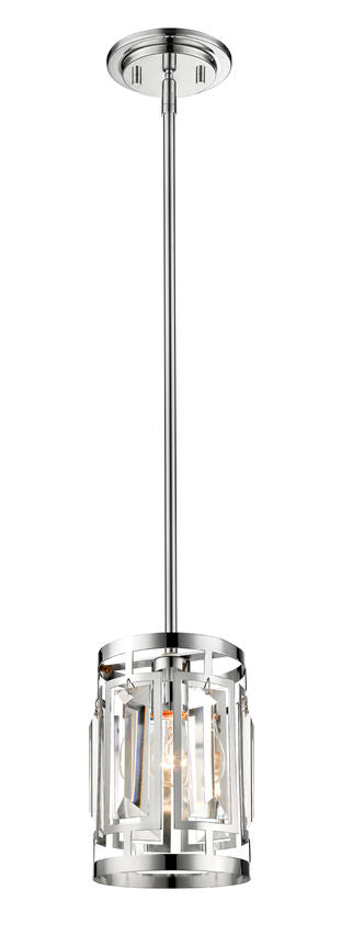 Z-Lite Mersesse 6" 1-Light Chrome Pendant Light With Clear and Chrome Shade