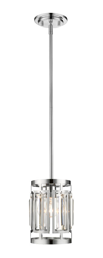 Z-Lite Mersesse 6" 1-Light Chrome Pendant Light With Clear and Chrome Shade