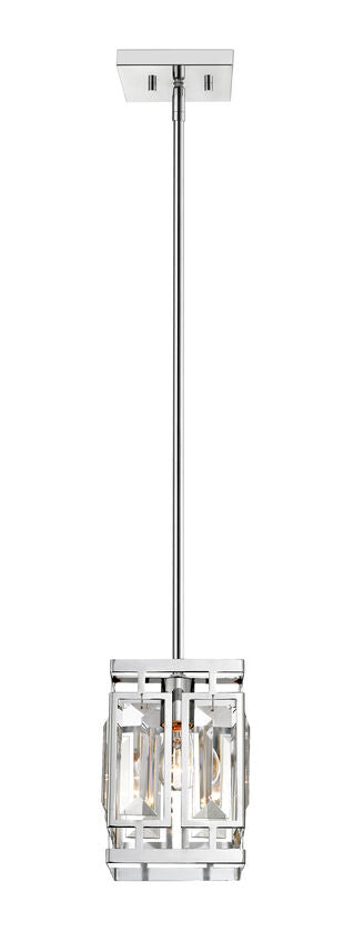 Z-Lite Mersesse 7" 1-Light Chrome Pendant Light With Clear and Chrome Shade