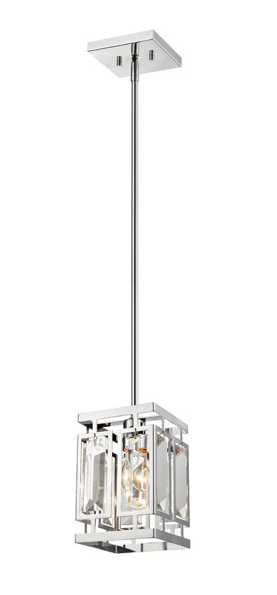 Z-Lite Mersesse 7" 1-Light Chrome Pendant Light With Clear and Chrome Shade