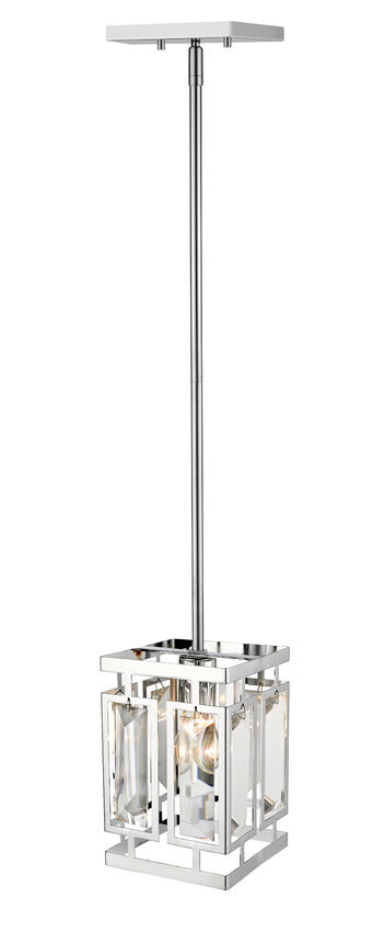 Z-Lite Mersesse 7" 1-Light Chrome Pendant Light With Clear and Chrome Shade