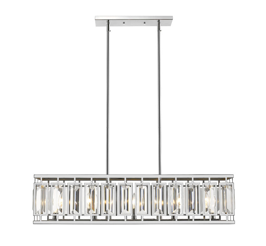 Z-Lite Mersesse 9" 5-Light Chrome Pendant Light With Clear and Chrome Shade