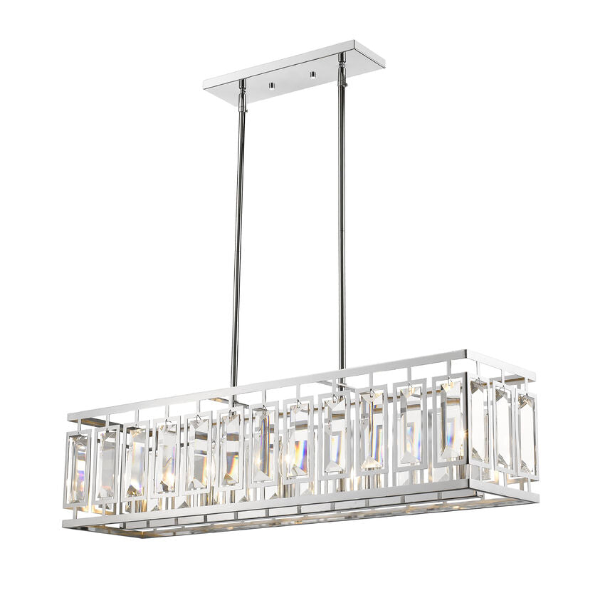 Z-Lite Mersesse 9" 5-Light Chrome Pendant Light With Clear and Chrome Shade