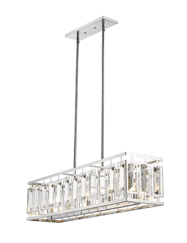 Z-Lite Mersesse 9" 5-Light Chrome Pendant Light With Clear and Chrome Shade