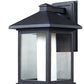 Z-Lite Mesa 10" 1-Light Black Aluminum Outdoor Wall Sconce With Clear Beveled and Matte Opal Glass Shade
