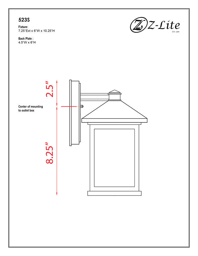 Z-Lite Mesa 6" 1-Light Black Aluminum Outdoor Wall Sconce With Clear Beveled and Matte Opal Glass Shade