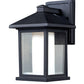 Z-Lite Mesa 6" 1-Light Black Aluminum Outdoor Wall Sconce With Clear Beveled and Matte Opal Glass Shade