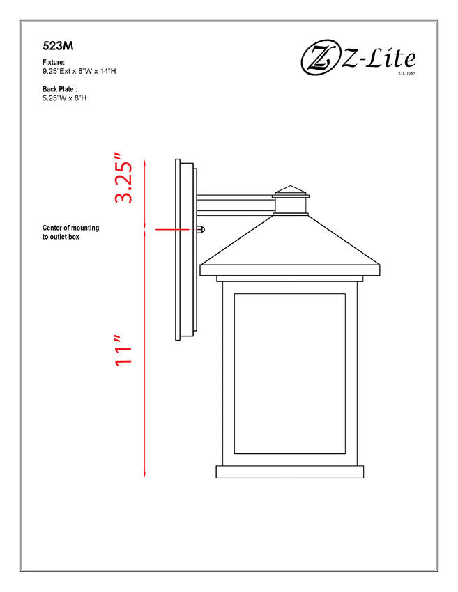 Z-Lite Mesa 8" 1-Light Black Aluminum Outdoor Wall Sconce With Clear Beveled and Matte Opal Glass Shade