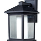 Z-Lite Mesa 8" 1-Light Black Aluminum Outdoor Wall Sconce With Clear Beveled and Matte Opal Glass Shade