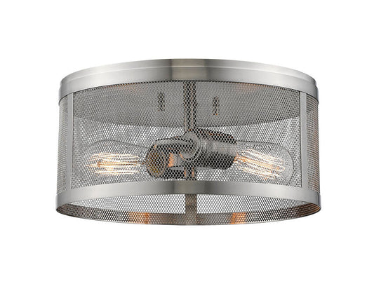 Z-Lite Meshsmith 12" 2-Light Brushed Nickel Steel Flush Mount Lighting