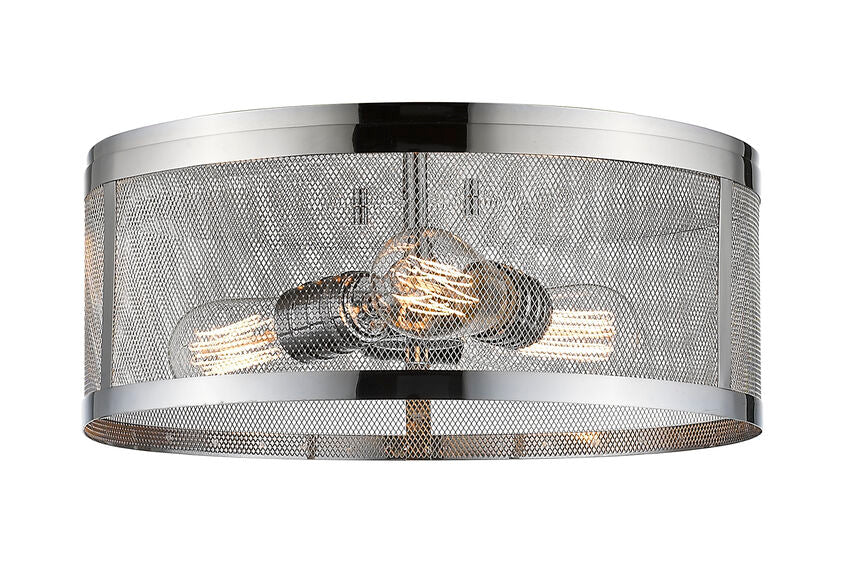 Z-Lite Meshsmith 15" 3-Light Chrome Steel Flush Mount Lighting