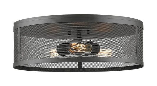 Z-Lite Meshsmith 18" 3-Light Bronze Steel Flush Mount Lighting