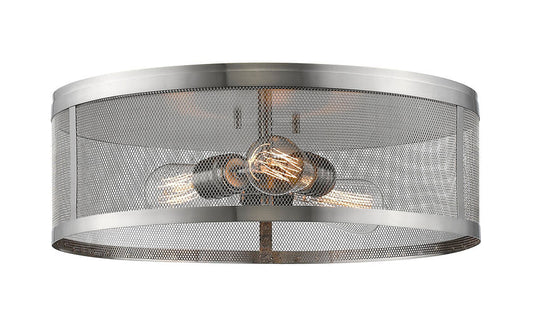 Z-Lite Meshsmith 18" 3-Light Brushed Nickel Steel Flush Mount Lighting