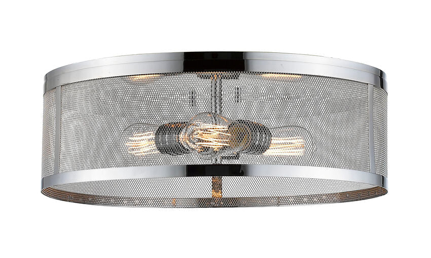 Z-Lite Meshsmith 18" 3-Light Chrome Steel Flush Mount Lighting